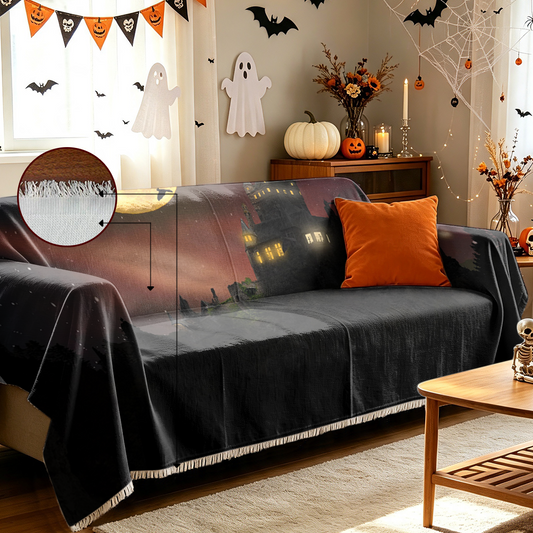 Vintage Halloween Sofa Cover Retro Spooky Classic Holiday Couch Slipcover