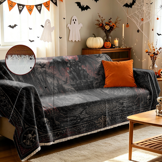 3D Halloween Sofa Cover Realistic Spooky Effect Couch Slipcover Protector