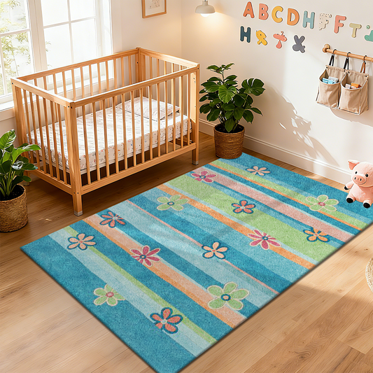 Washable Animal Print Nursery Rug for Baby Room