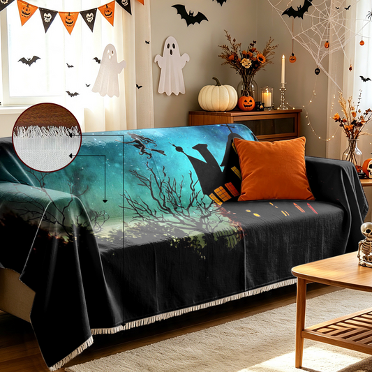 Trick or Treat Halloween Sofa Cover Holiday Slogan Spooky Couch Slipcover