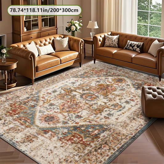 Distressed Medallion Rustic Living Room Rug Vintage Indoor Area Carpet