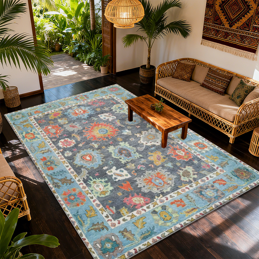 Pet Friendly Living Room Rug Green Low Pile Carpet