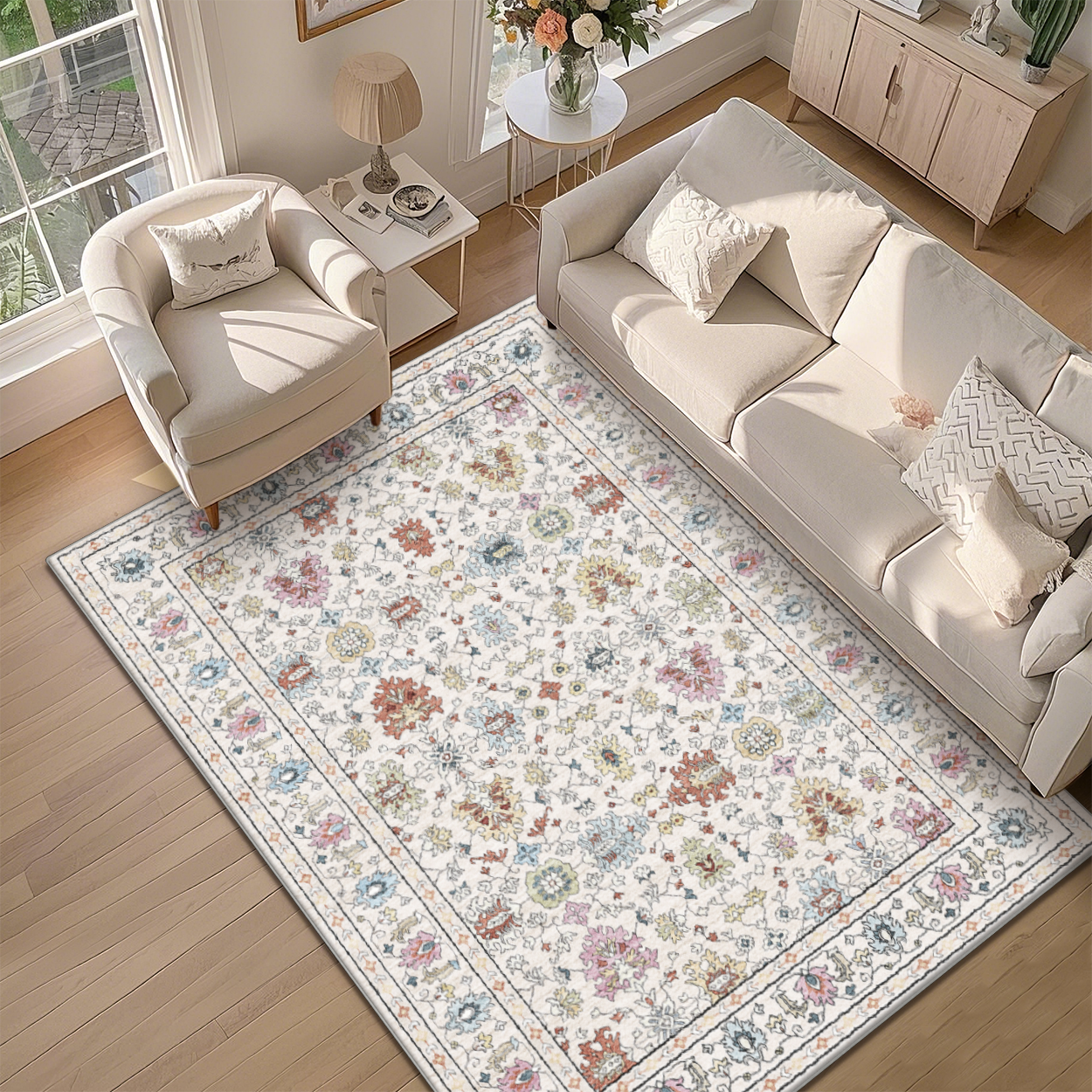 Low Pile Neutral Carpet Pet Friendly Easy Clean Area Rug