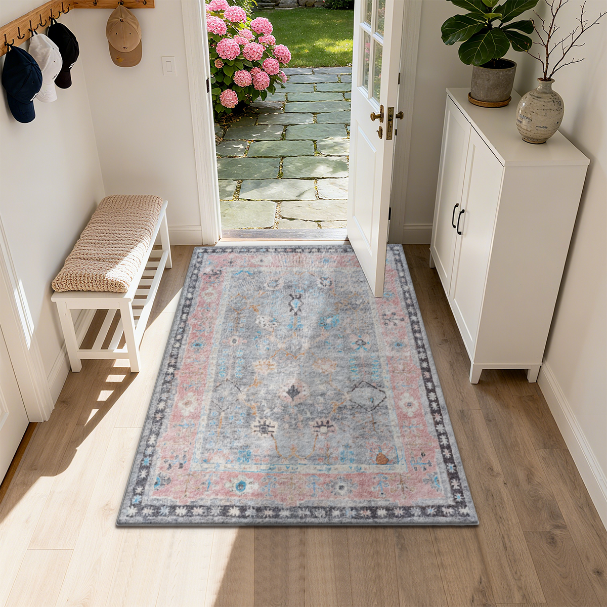Boho Vintage Living Room Area Rug Stain Resistant Floor Carpet