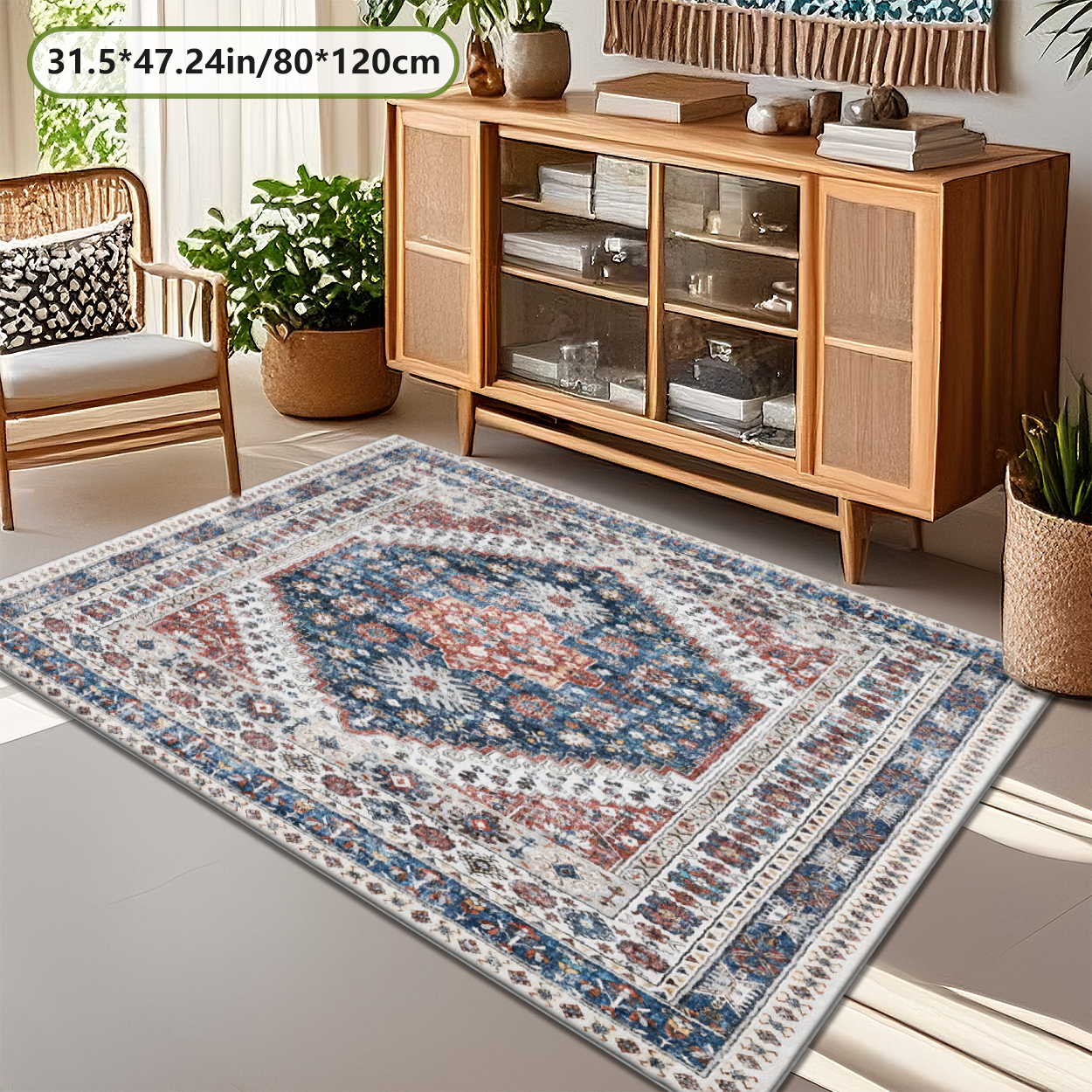 Light Sage Living Room Area Rug Low Profile Non Slip Sofa Carpet