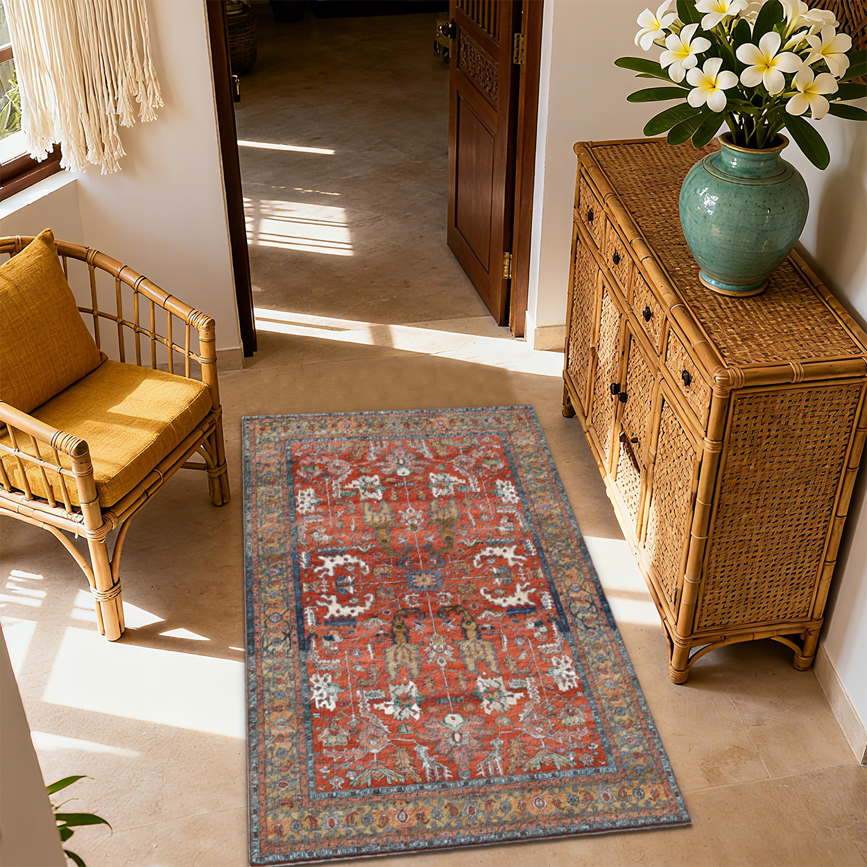 Neutral Soft Living Room Area Rug Anti Slip Washable Carpet