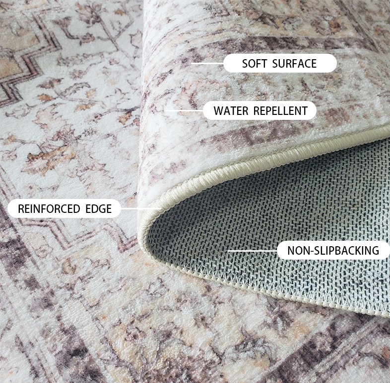 Washable Soft Grey Area Rug Anti-Slip Living Room Carpet
