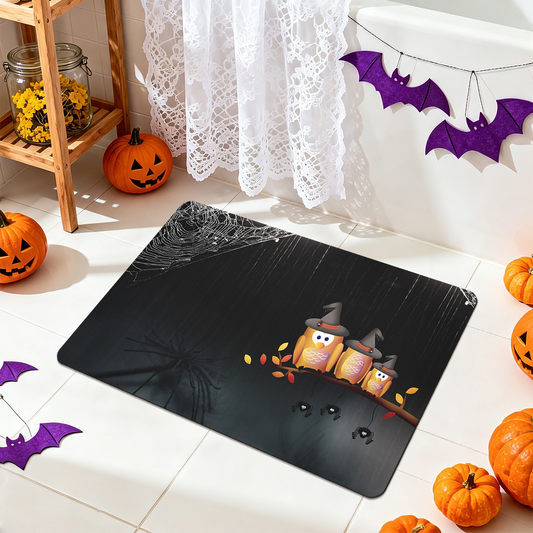 Spider Web Halloween Bathroom Floor Rug