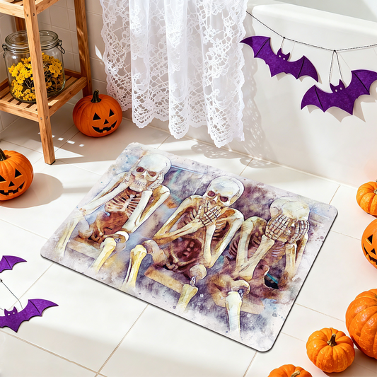 Halloween Skull Print Bath Mat for Holiday Decoration