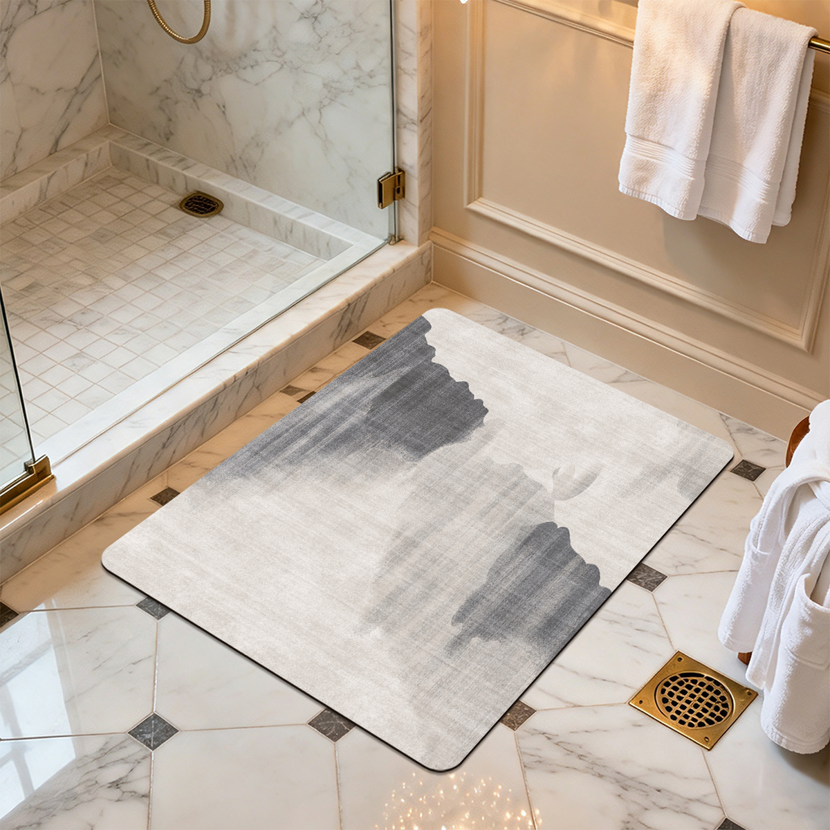 Low Profile Thin Bath Mat Door Friendly Slim Bathroom Floor Mat
