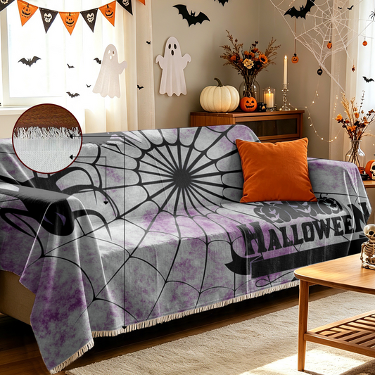 Halloween Spider Web Sofa Cover Cobweb Creepy Spooky Couch Slipcover