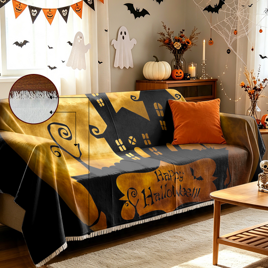 Cute Halloween Sofa Cover Kawaii Spooky Kids Friendly Couch Slipcover
