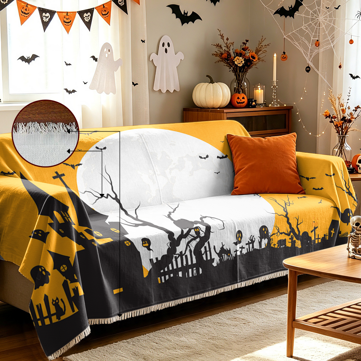 Ghost Family Halloween Sofa Cover Cute Spooky Boo Family Couch Slipcover