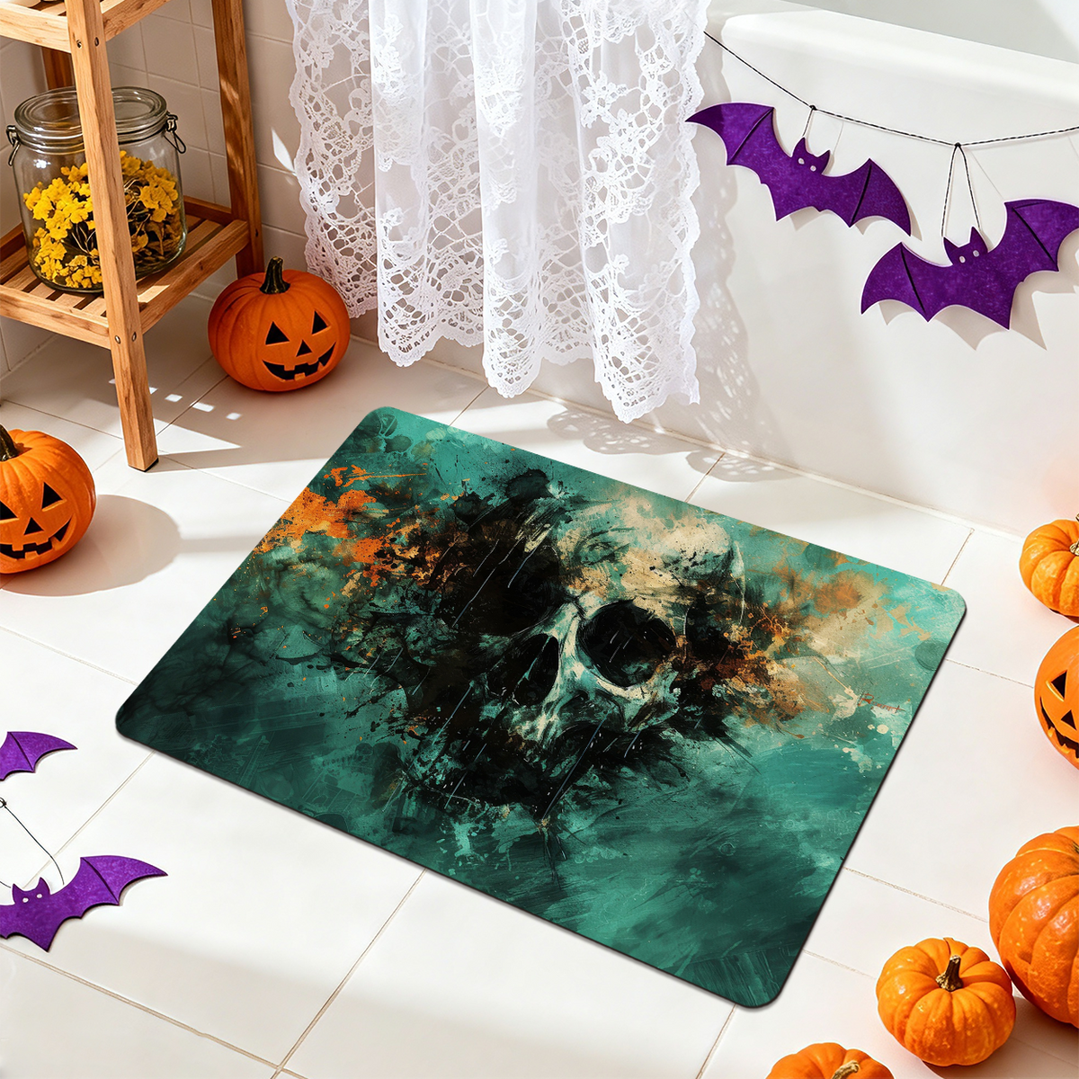 Halloween Bathroom Rug for Spooky Home Decor	Refresh your bathroom with this festive