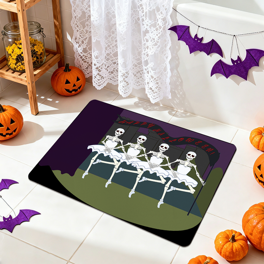 Halloween Skeleton Print Bathroom Absorbent Rug