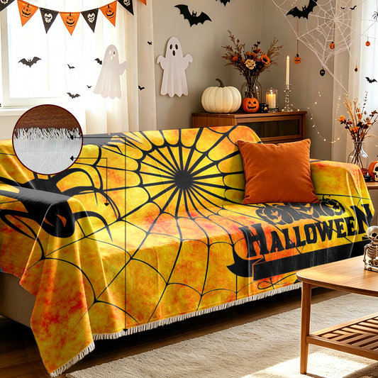 Halloween Orange Black Sofa Cover Classic Halloween Colors Couch Slipcover