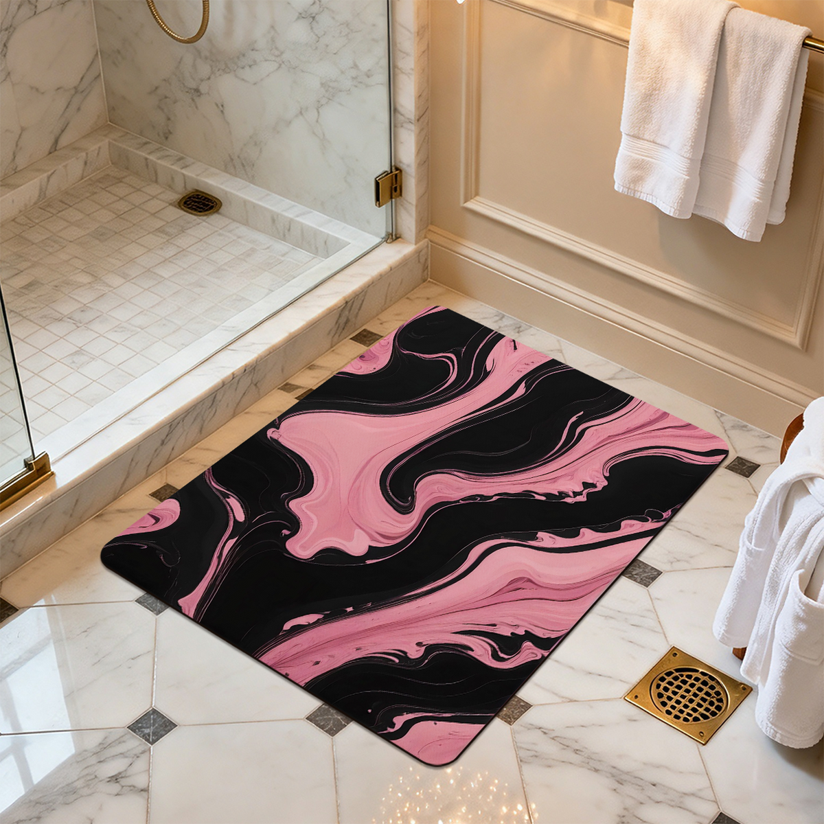 Modern Minimalist Bath Mat Solid Color Sleek Bathroom Floor Mat