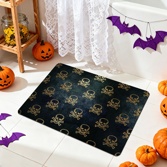 Black Halloween Themed Bath Mat for Holiday Vibe