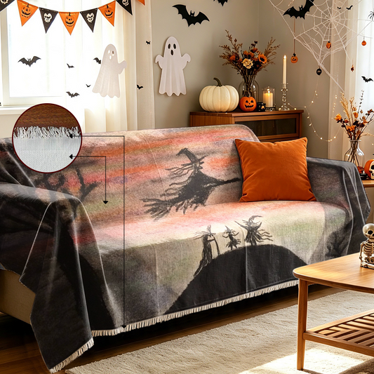 Halloween Witch Sofa Cover Magic Hat Slipcover