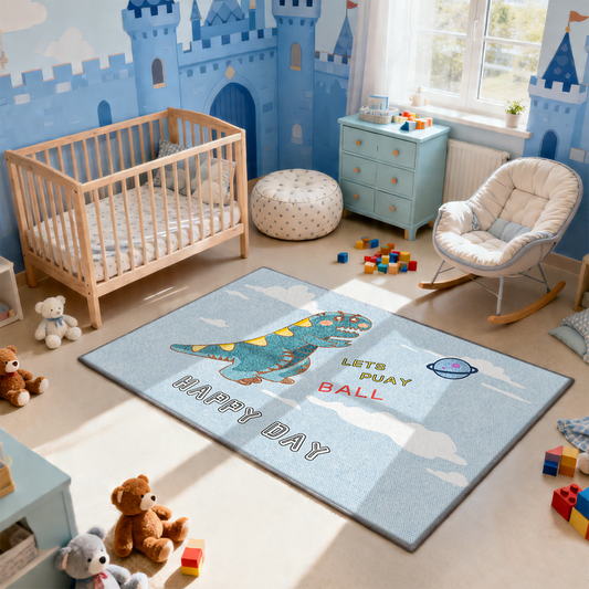 Dinosaur Theme Kids Bedroom Rug for Boys