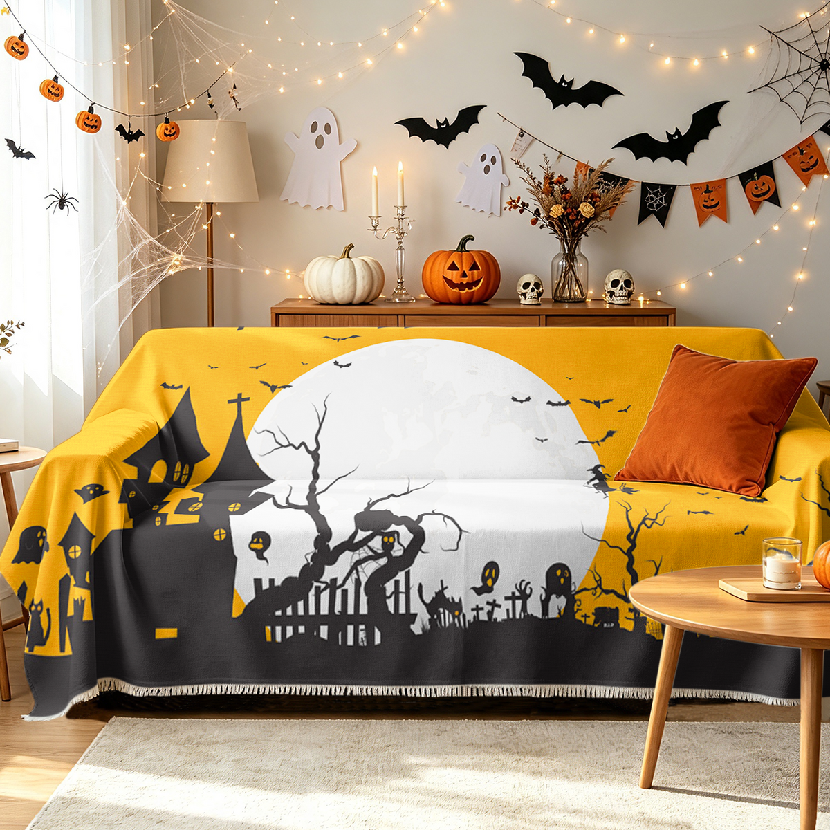 Ghost Family Halloween Sofa Cover Cute Spooky Boo Family Couch Slipcover
