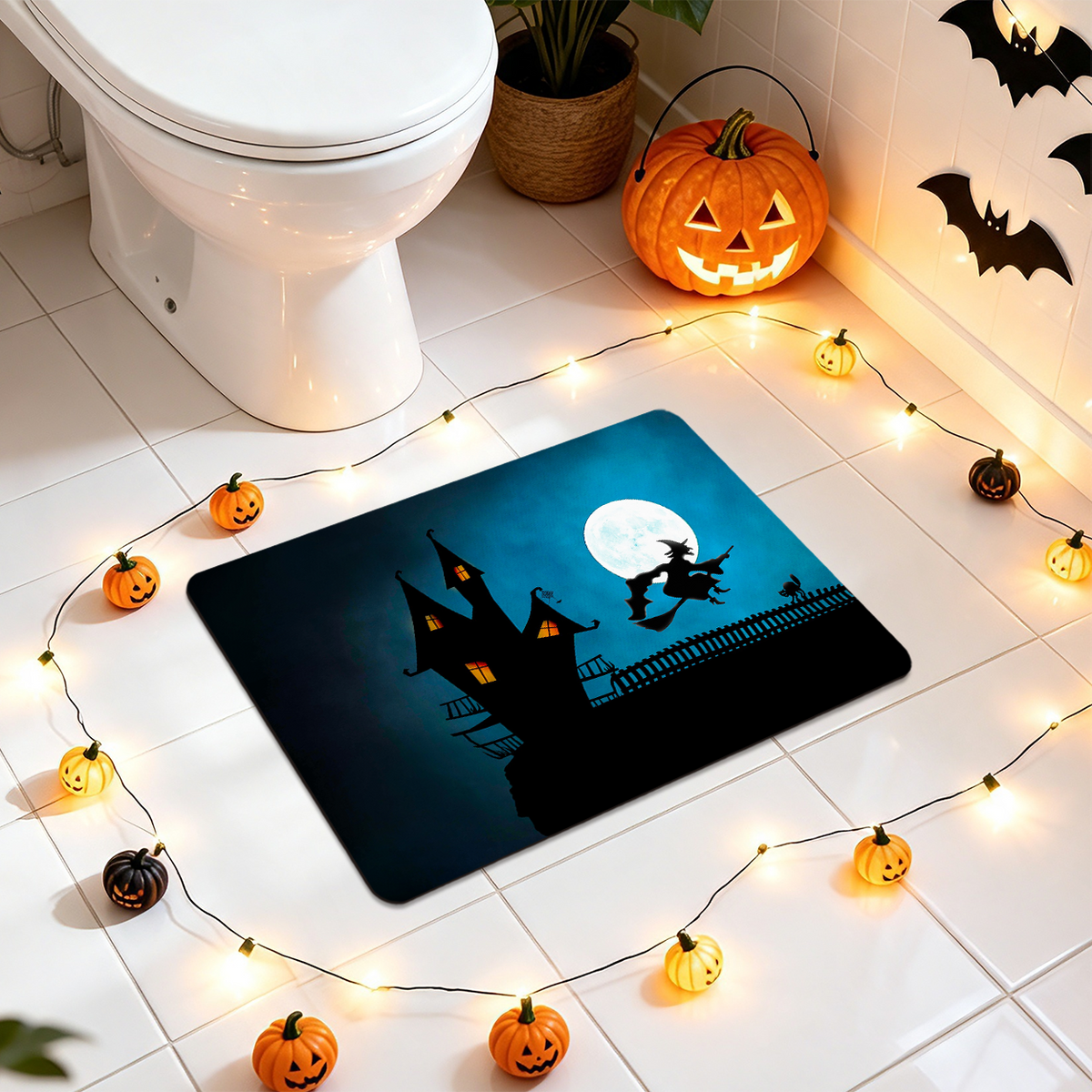 Creepy Witch Halloween Bathroom Rug Decor