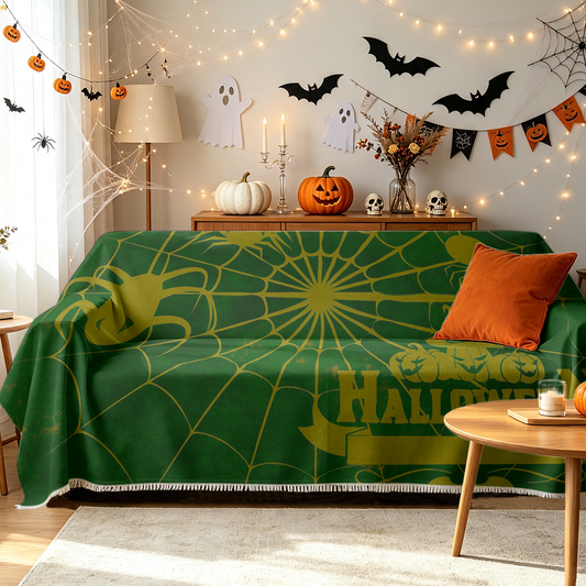 Custom Halloween Sofa Cover Personalized Spooky Design Couch Slipcover
