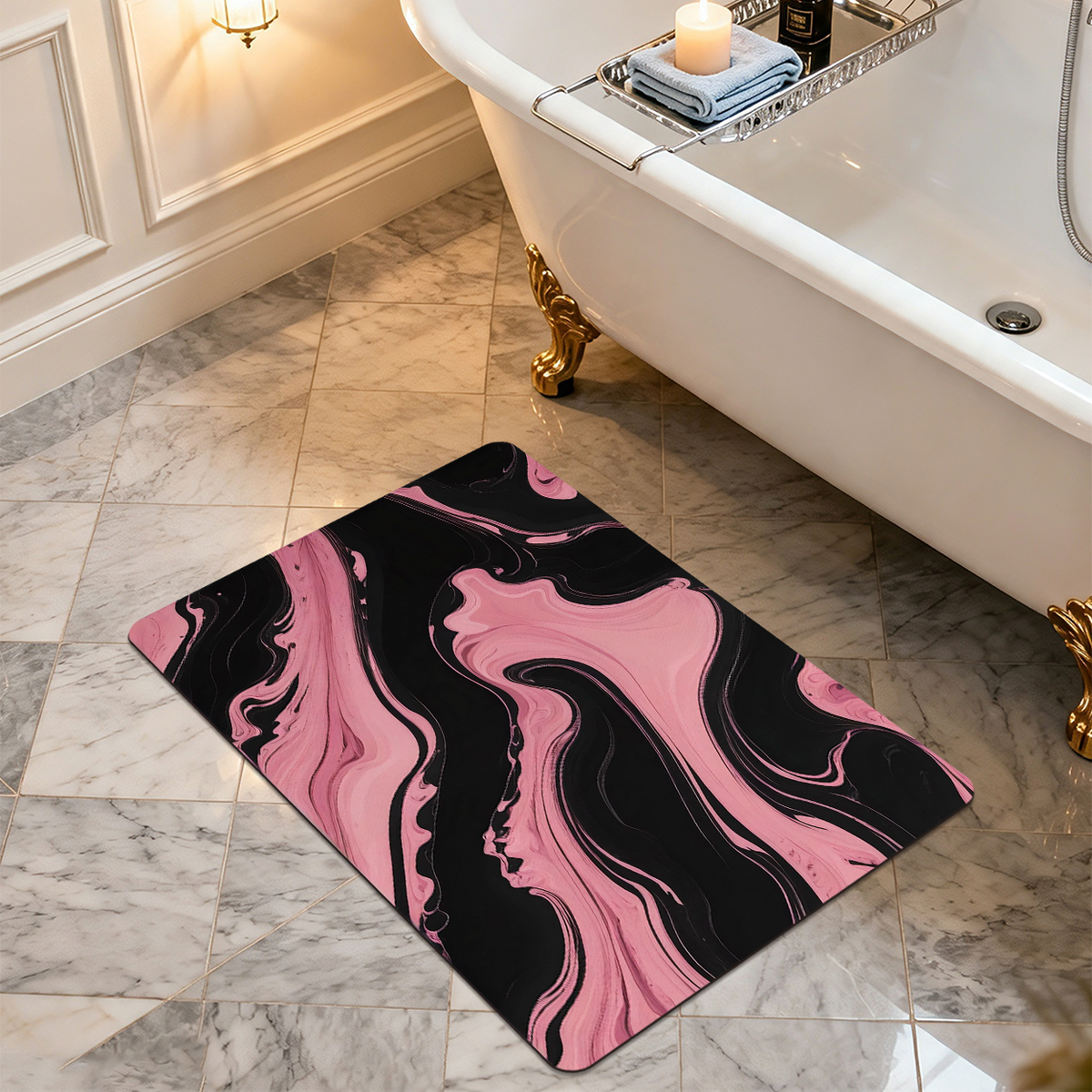 Modern Minimalist Bath Mat Solid Color Sleek Bathroom Floor Mat