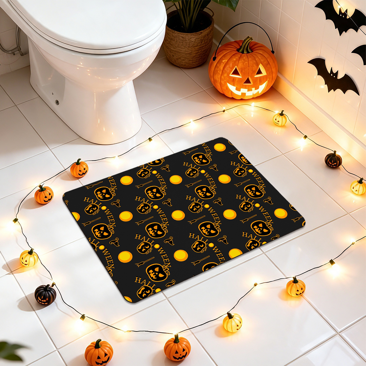 Fun Halloween Cartoon Bath Mat for Bathroom