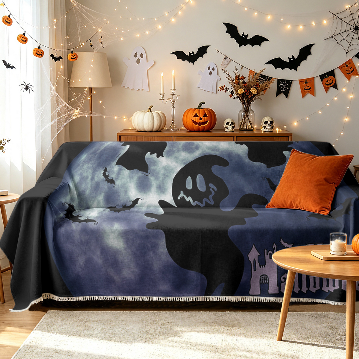 Funny Halloween Sofa Cover Humorous Spooky Meme Couch Slipcover Decor