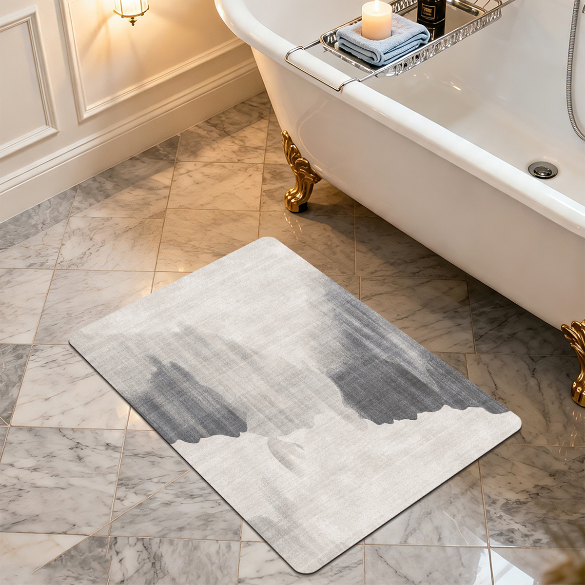 Low Profile Thin Bath Mat Door Friendly Slim Bathroom Floor Mat
