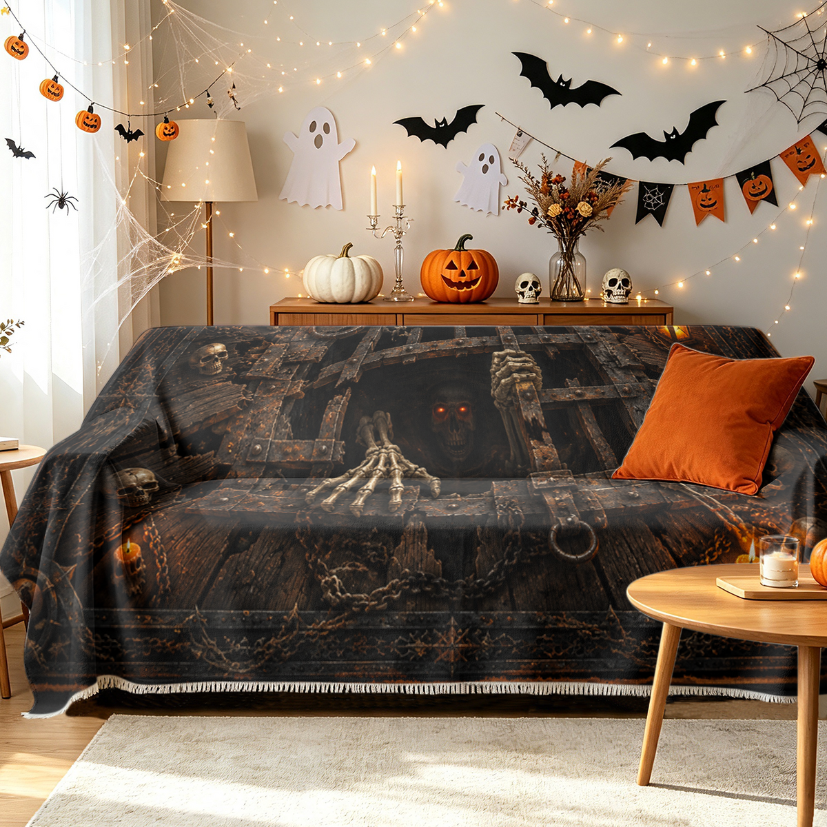 Scary Horror Halloween Sofa Cover Creepy Gore Zombie Couch Slipcover