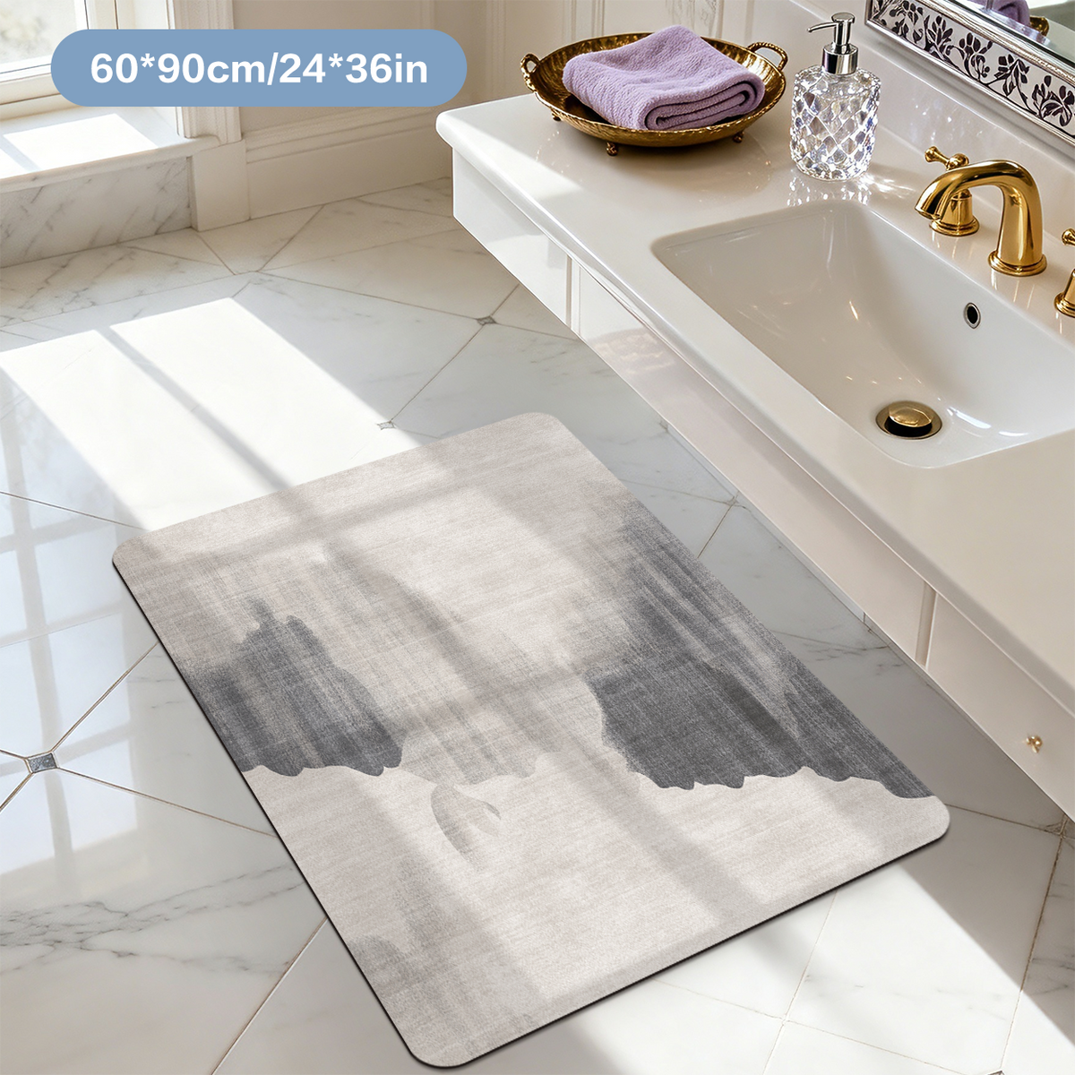 Low Profile Thin Bath Mat Door Friendly Slim Bathroom Floor Mat