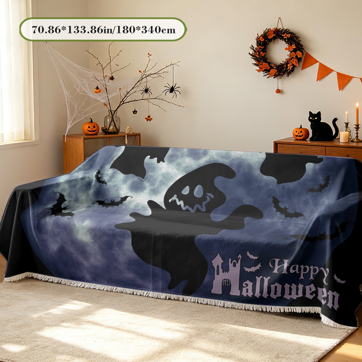 Funny Halloween Sofa Cover Humorous Spooky Meme Couch Slipcover Decor