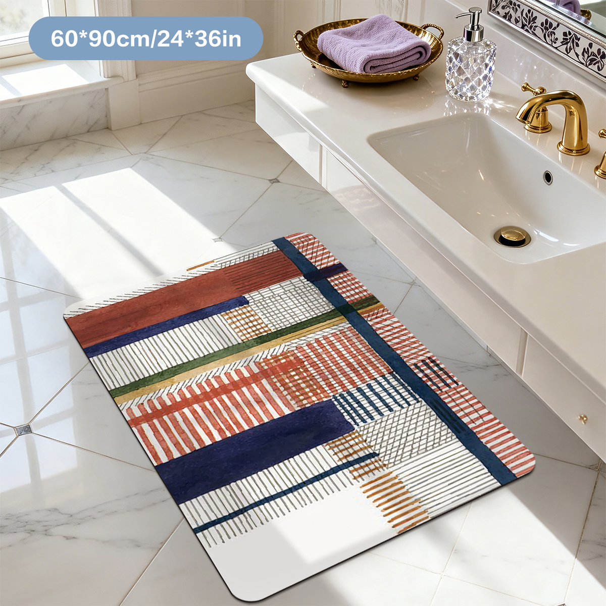Super Absorbent Bath Mat Quick Dry Microfiber Bathroom Floor Mat