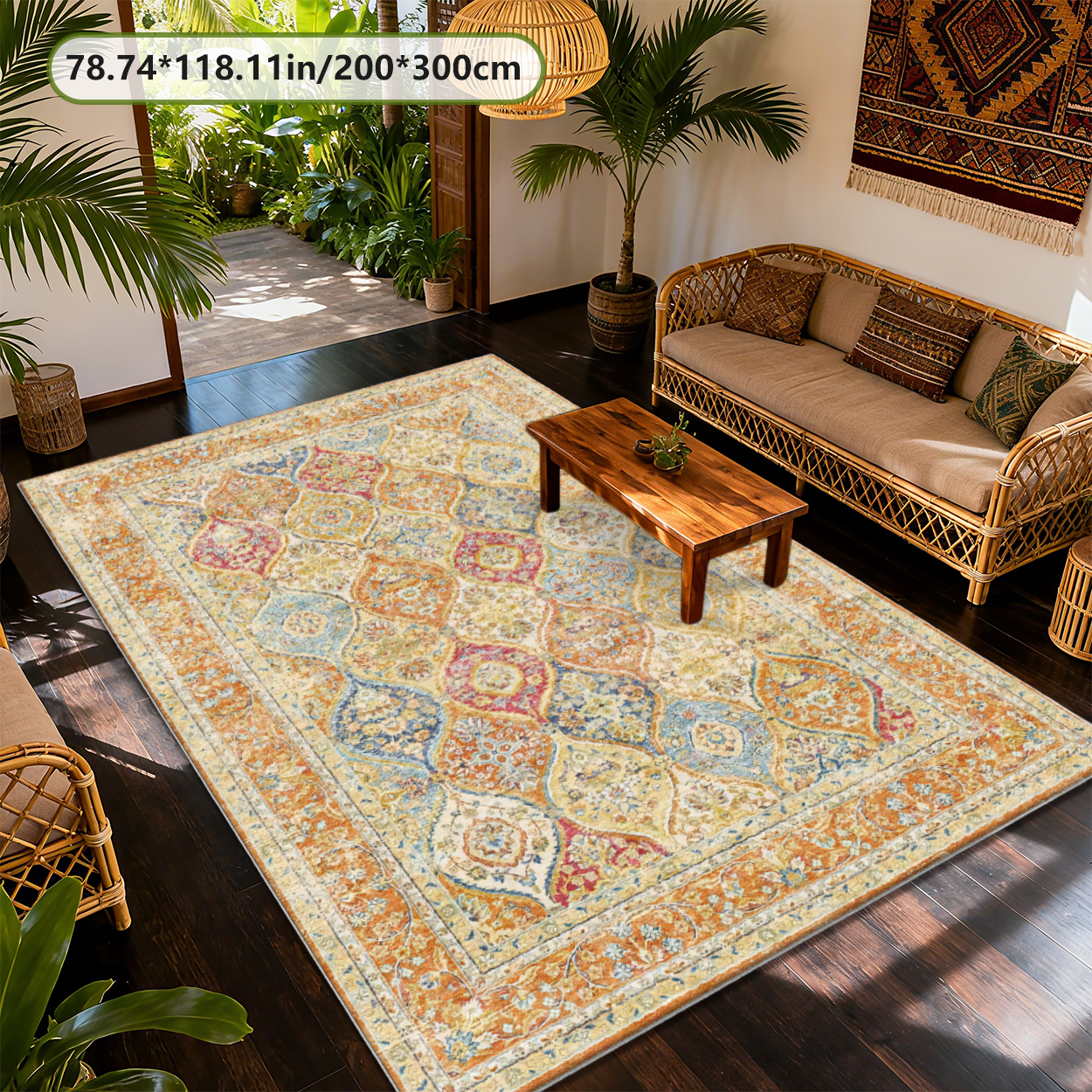 Lightweight Foldable Living Room Rug Portable Machine Washable Floor Carpet