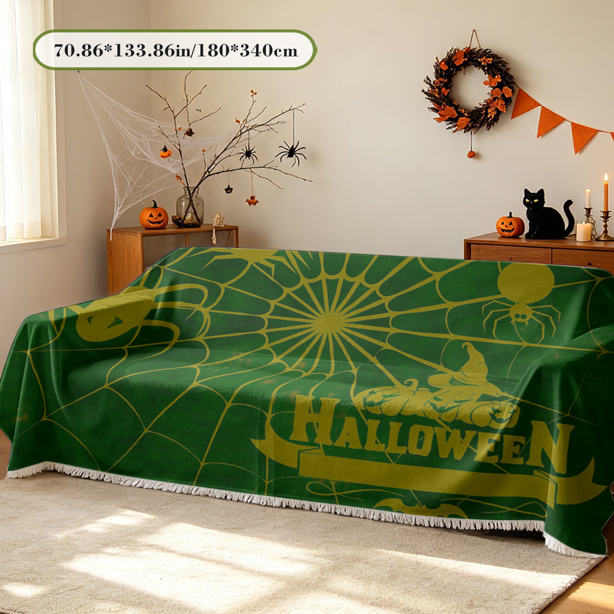 Custom Halloween Sofa Cover Personalized Spooky Design Couch Slipcover