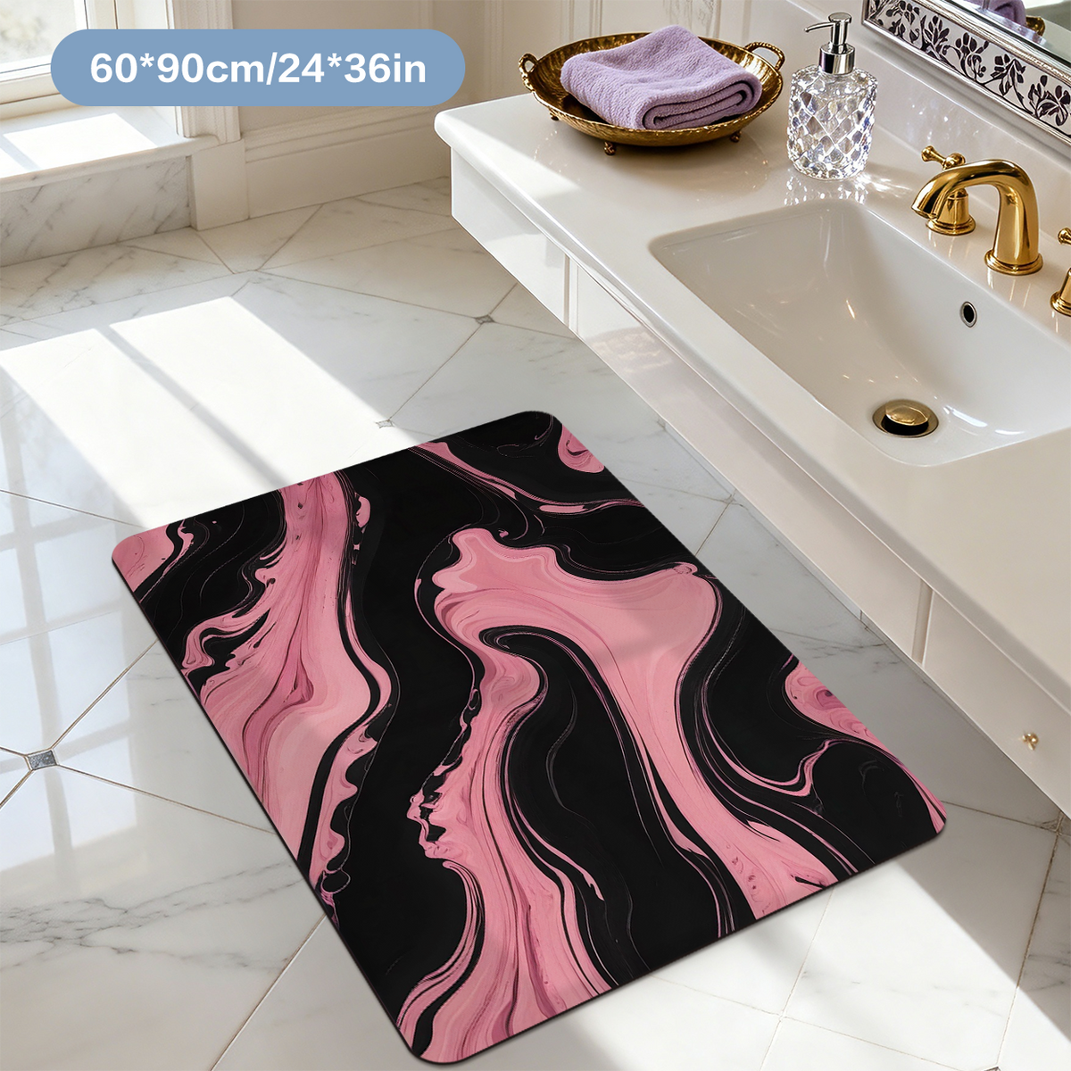 Modern Minimalist Bath Mat Solid Color Sleek Bathroom Floor Mat