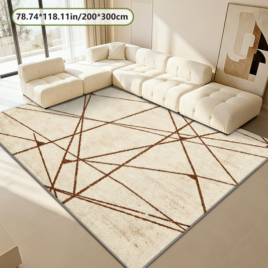 Modern Geometric Living Room Rug Warm Low Pile Carpet