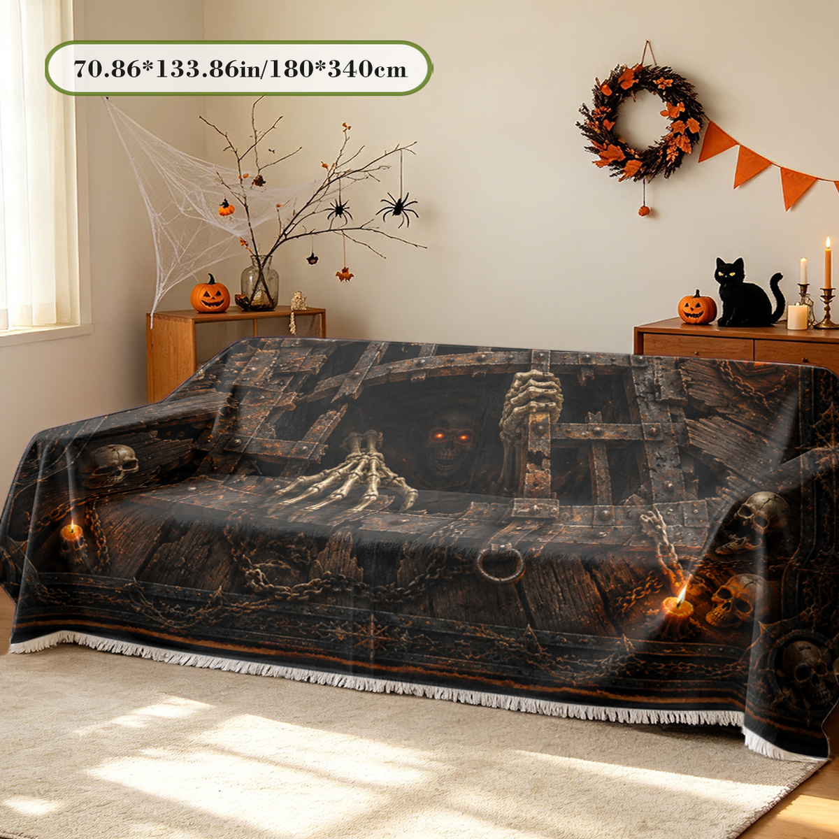 Scary Horror Halloween Sofa Cover Creepy Gore Zombie Couch Slipcover