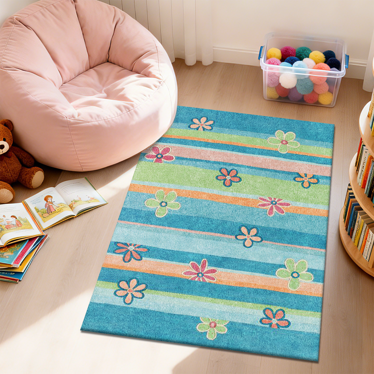 Washable Animal Print Nursery Rug for Baby Room
