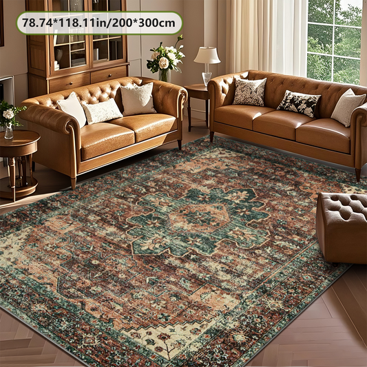 Rust Terracotta Boho Living Room Rug Warm Tone Carpet