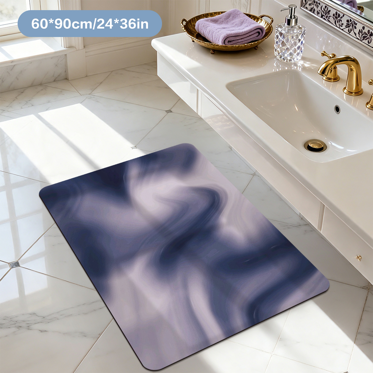 Polyester Bath Mat Durable Fade Resistant Easy Care Mat