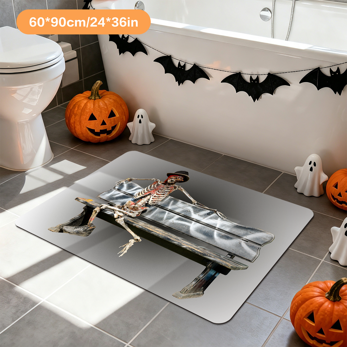 Vintage Halloween Style Absorbent Bath Mat