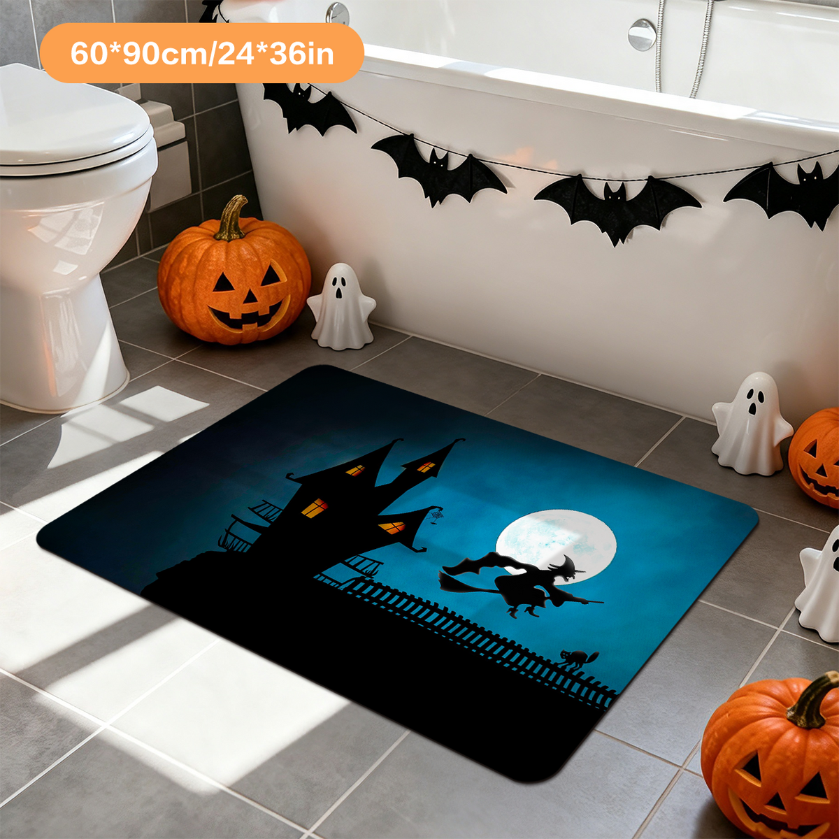Creepy Witch Halloween Bathroom Rug Decor