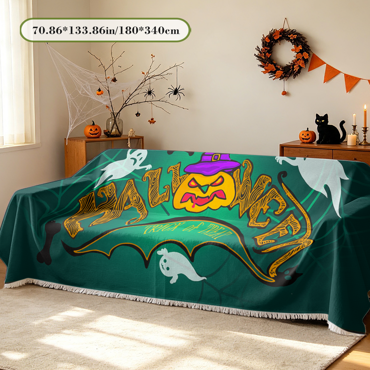 Vintage Poster Halloween Sofa Cover Retro Classic Horror Movie Couch Cover