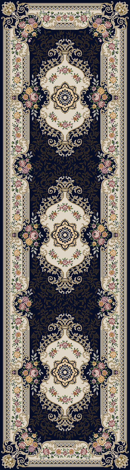 Chinese Imperial Style  Runner Rug Non Shed Woven Hallway Decor Carpet