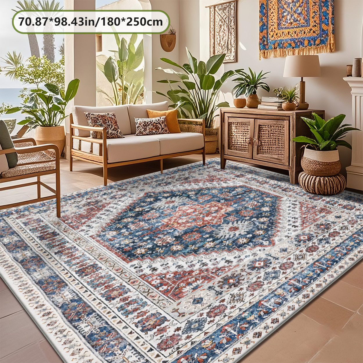 Light Sage Living Room Area Rug Low Profile Non Slip Sofa Carpet