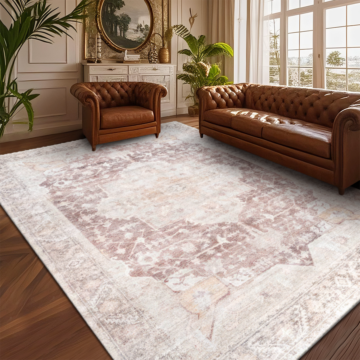 Farmhouse Living Room Rug Foldable Easy Storage Carpet