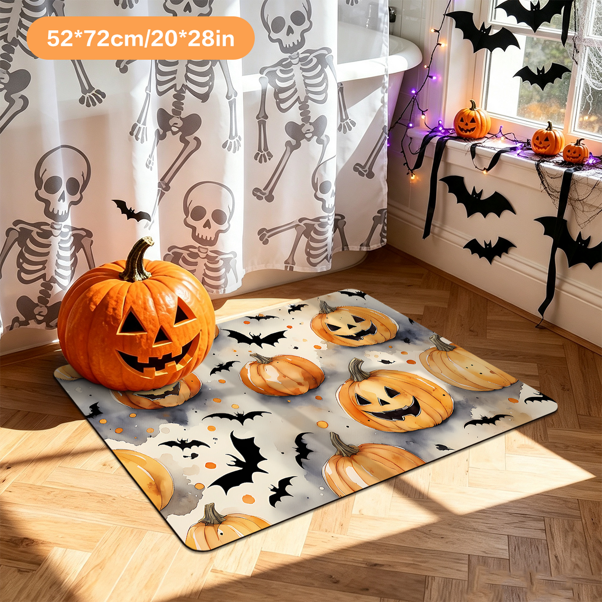 Halloween Pumpkin Design Absorbent Bath Rug